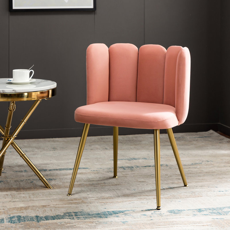 Easthampton Side Chair with Channel Tufting Back, Pink Polyester