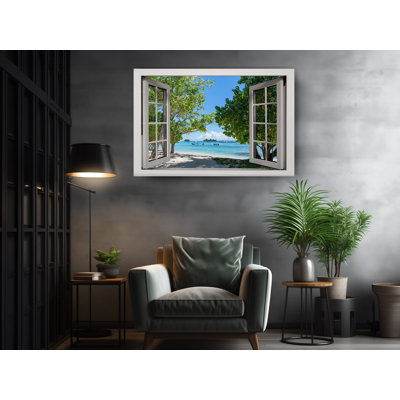Window View Of Ocean, Sea Side, Beach On Canvas Art, Wall Decor