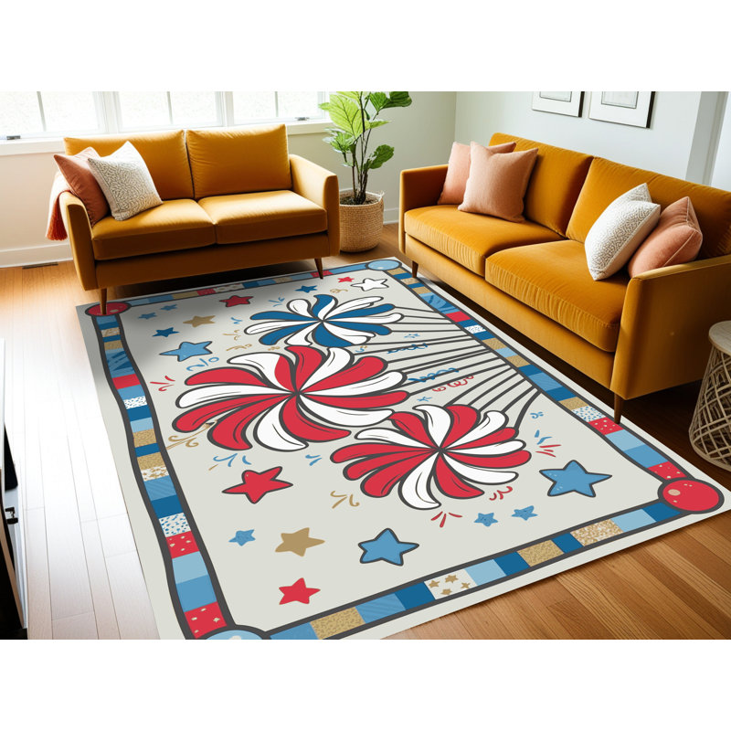 Tapis de fête d'été The Holiday Aisle®, Rectangle 6 pi x 9 pi