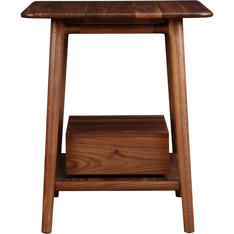 Table de bout en bois massif avec rangement Walnut Grove