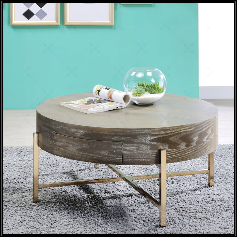 Table basse à tambour avec 1 tiroir