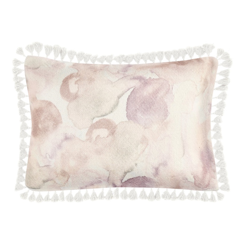 Lily 20" Cotton Linen Blend Throw Pillow, Pink, 14" x 20", Rectangular