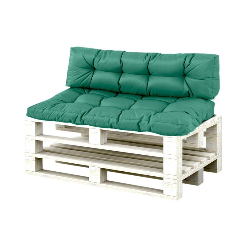2 Piece Garden Seat/Back Pallet Cushion Set, Green Polyester