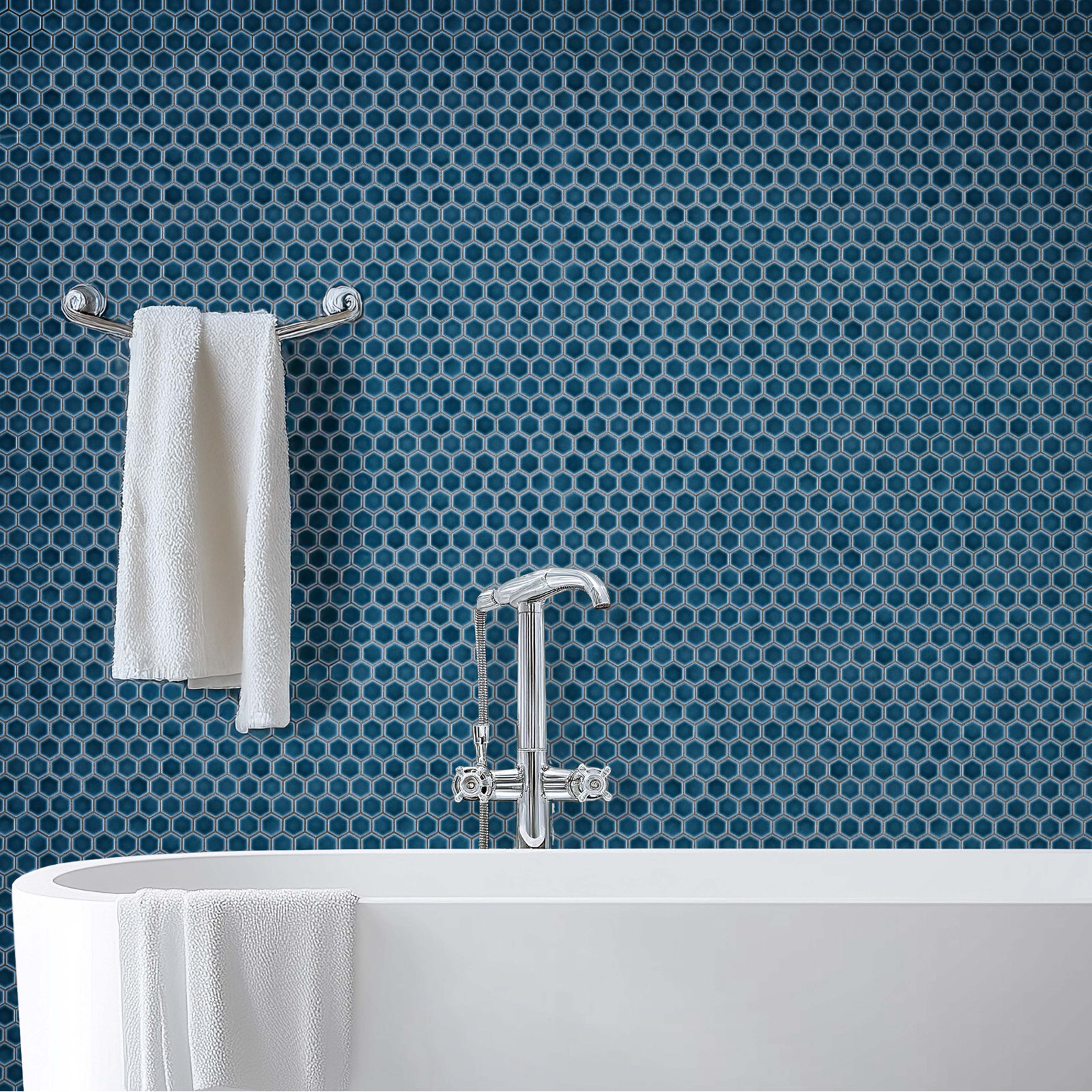 Tribeca 1" Porcelain Mosaic Tile, Glacier Blue