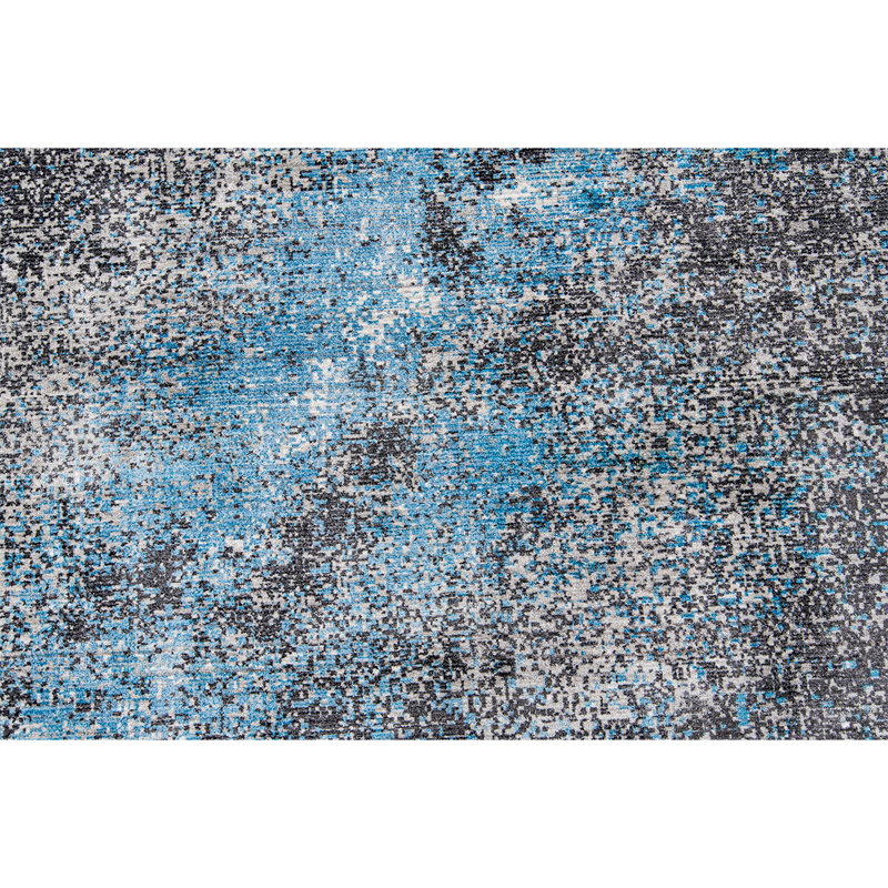 Tapis gris anthracite et bleu noué à la main de haute qualité, Rectangulaire 8 pi x 10 pi