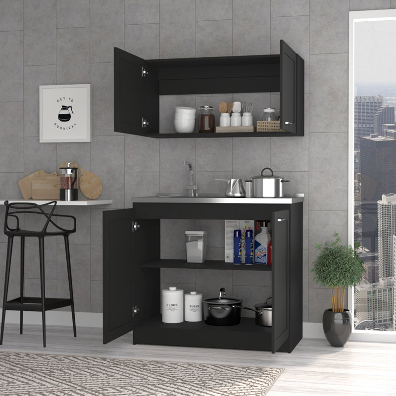 Ashura 2-Pc Kitchen Cabinet Set with Countertop