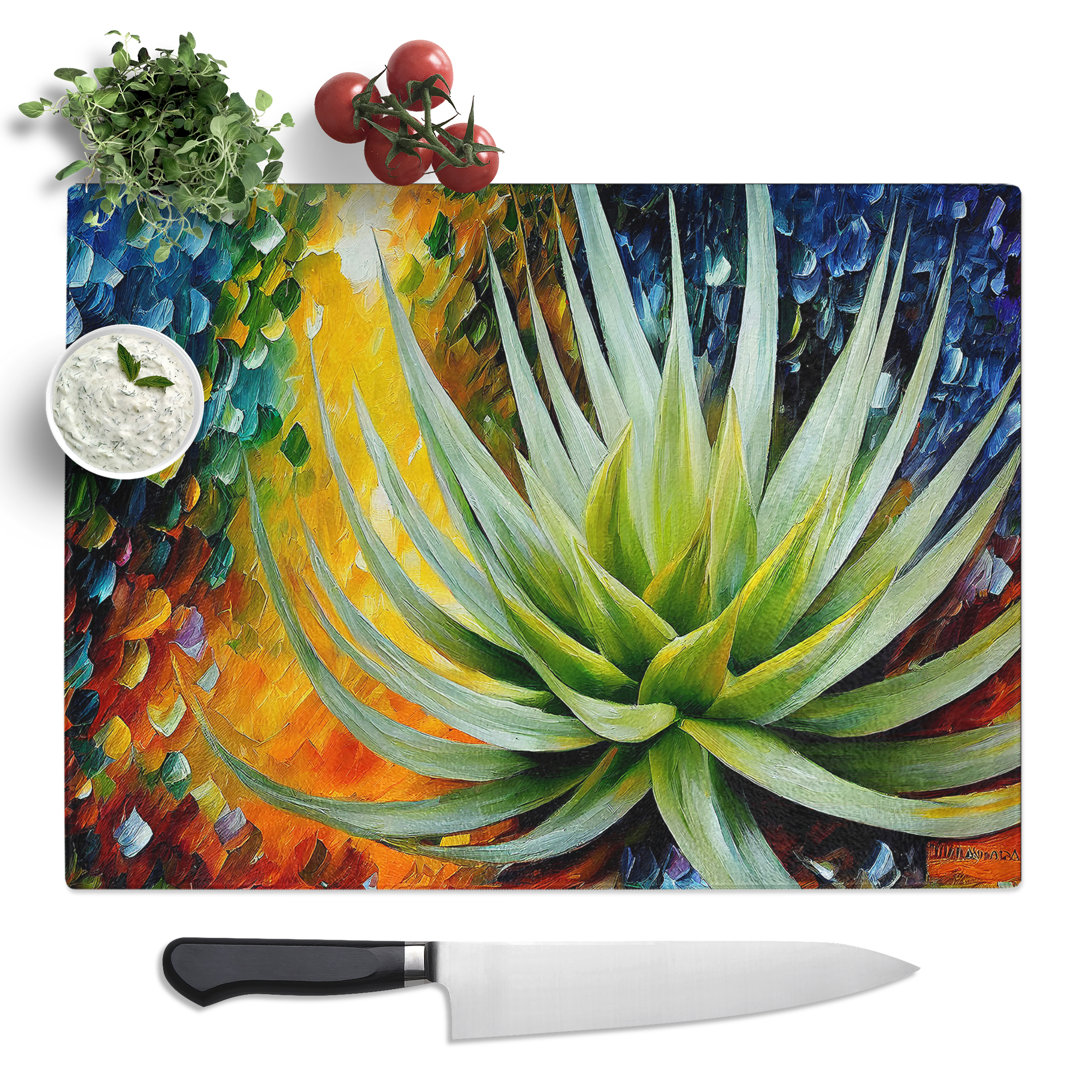 Aloe Vera Succulent Plant Vol.1  Glass Chopping Board