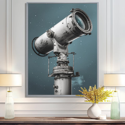 White Blue Cosmic Telescope Observatory - Observatories Wall Art