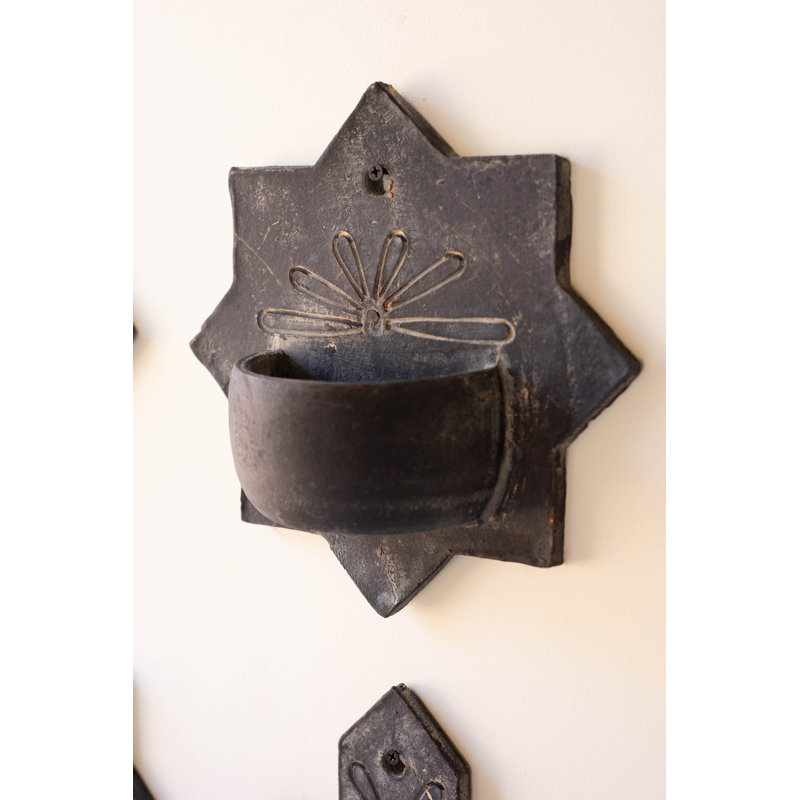  Decorative Clay Wall Planters Black Wash 21"H– Set of 4