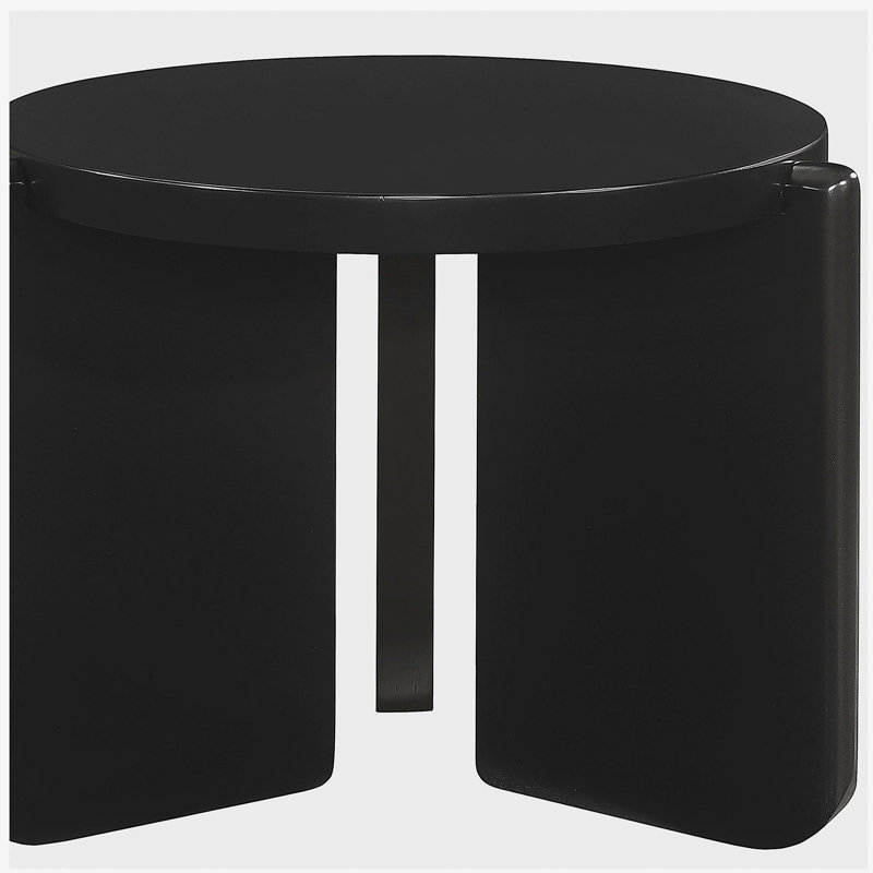 Harrison Black Round Solid Wood End Table