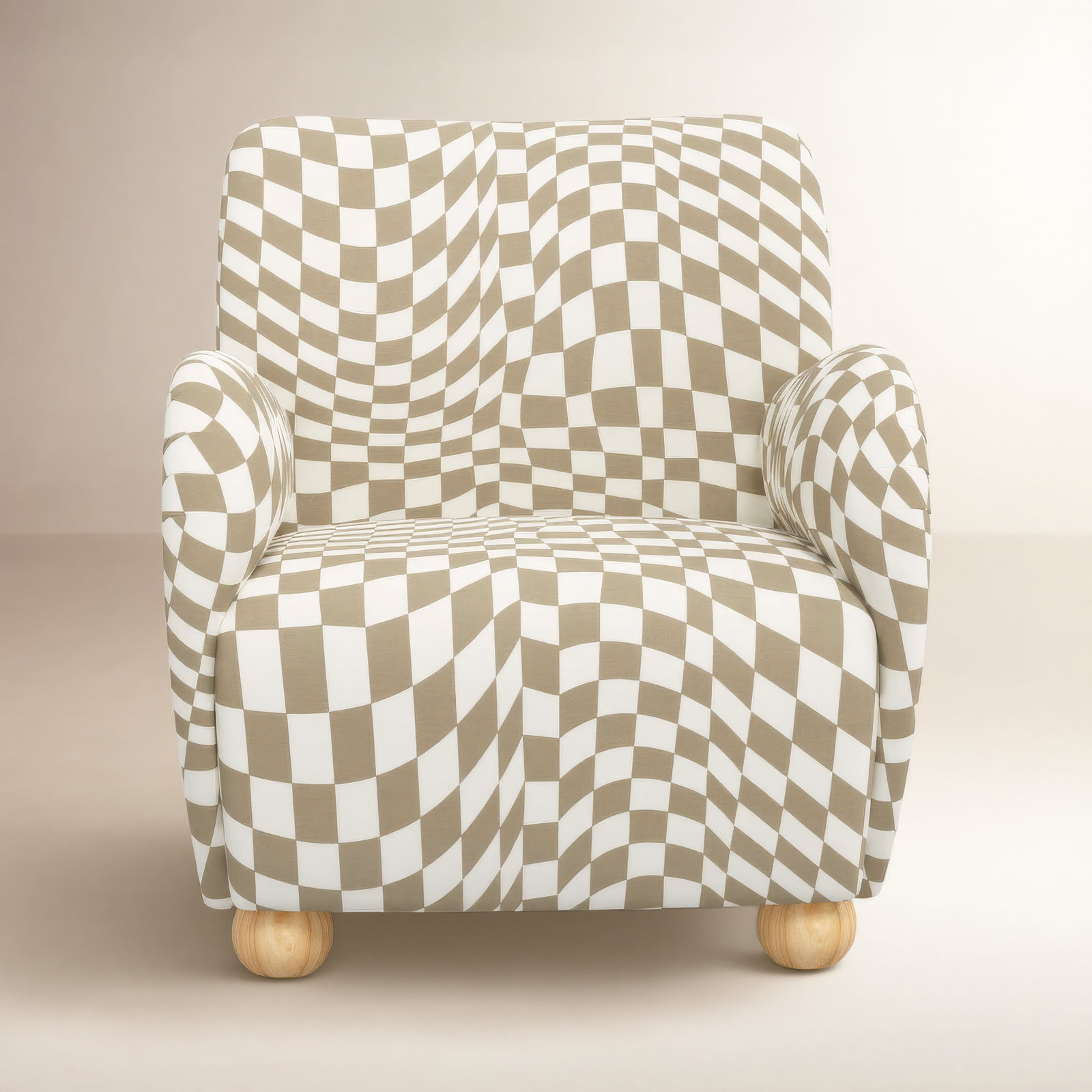 Cowen Cotton Armchair, Groovy Tan Checkered