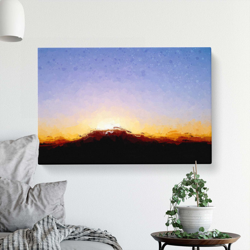 Table Mountain At Sunset In Abstract - Wrapped Canvas Painting, 50cm H x 76cm W x 3cm D