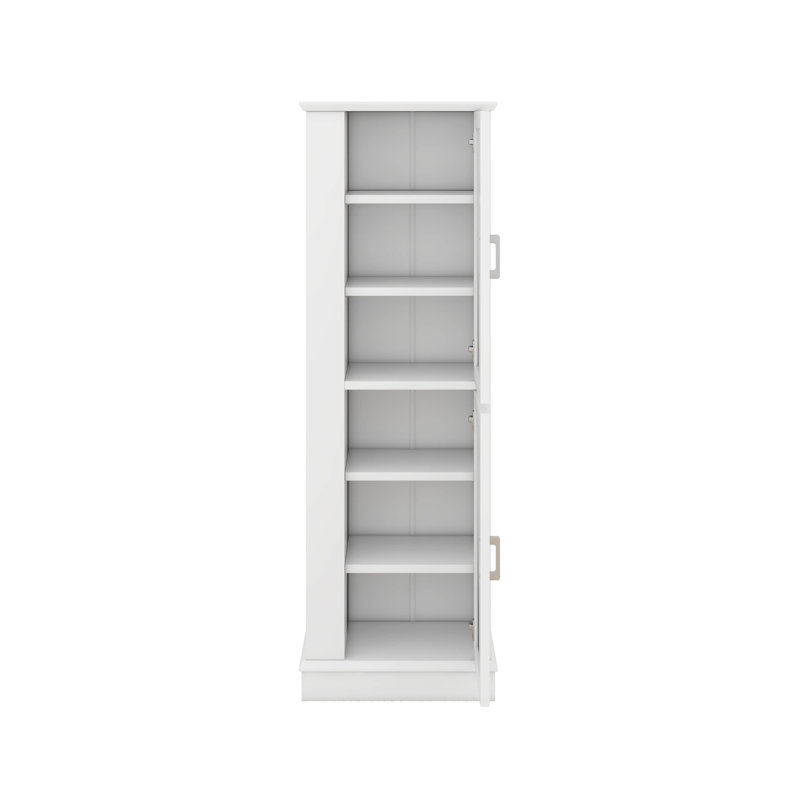 Grande armoire de rangement pour salle de bain, armoire de rangement autoportante avec crochet et tablette réglable, Blanc