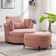 Achorn Upholstered Swivel Barrel Chair with Ottoman