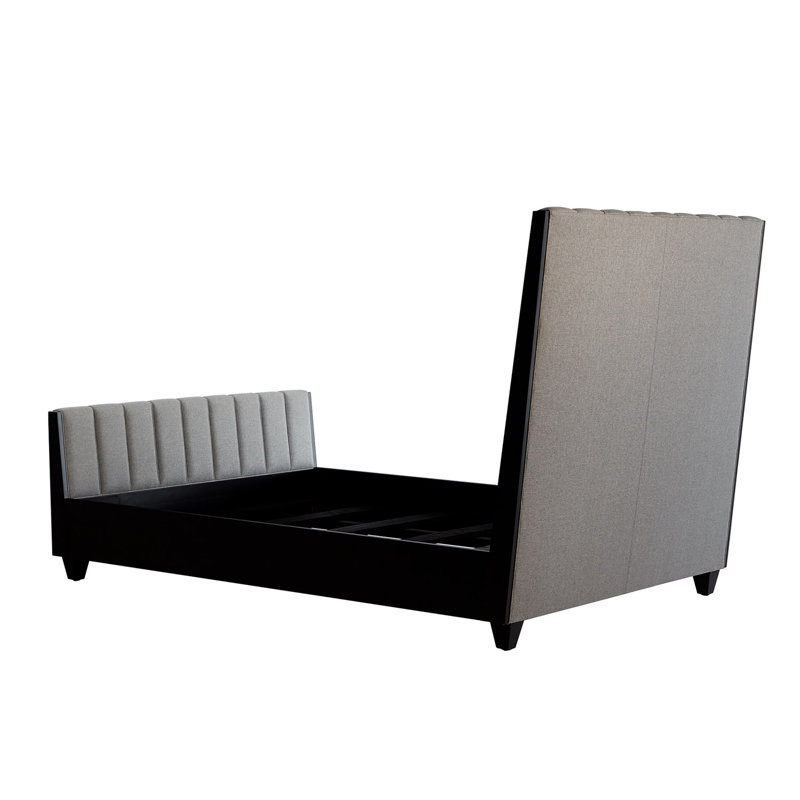 Channel Upholstered Bed, Dark Gray, King
