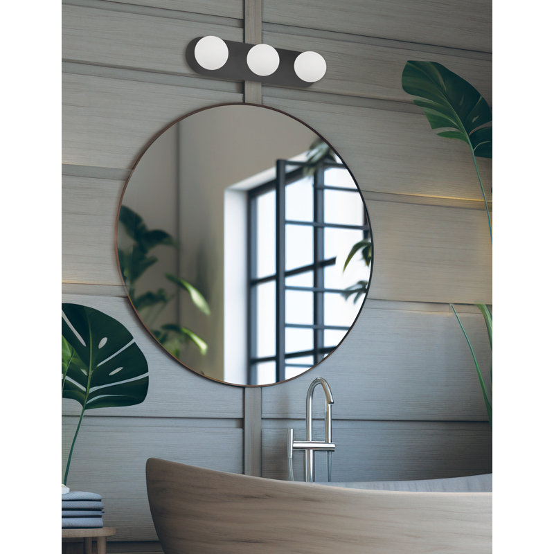 Burlat 3-Light Vanity Light, Matte Black, White