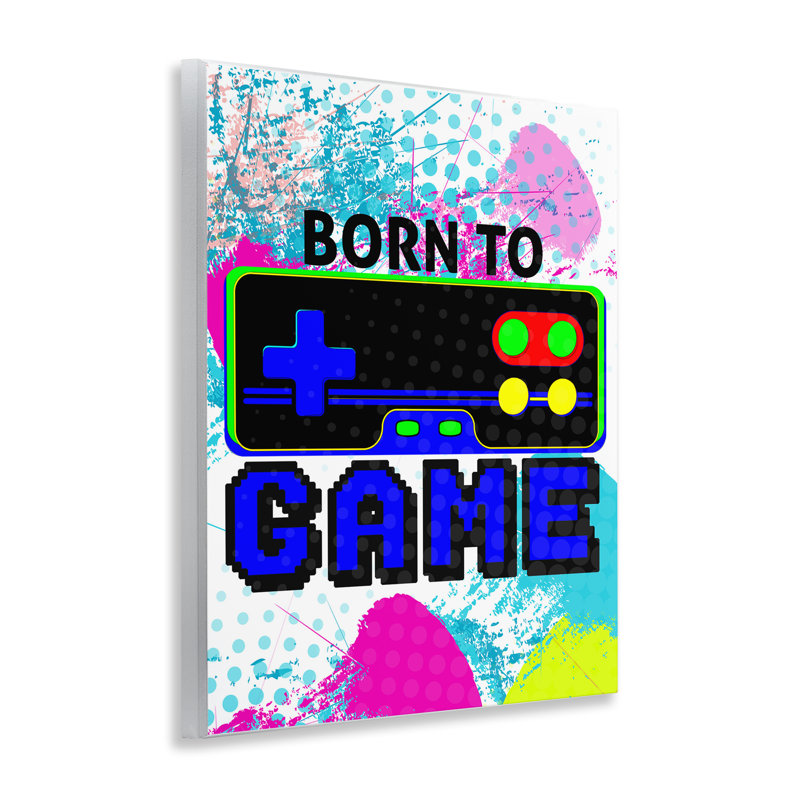 «Boy's Born to Game», art mural sur bois par Kim Allen