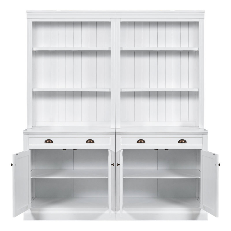 83.4"Tall Bookshelf Suite, Modern Bookcase Suite With LED Lighting,2-Piece Set Storage Bookcase Pantry Cabinet