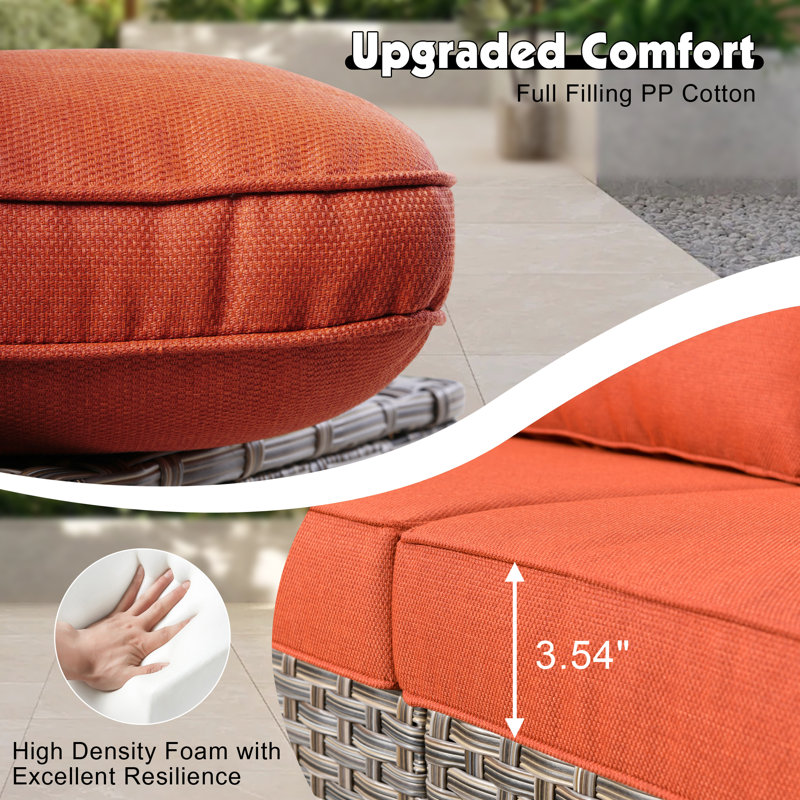 Harper Wicker/rattan 3 Piece Patio Set With Fire Pit And Cushions, Red