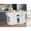 Îlot de cuisine avec comptoir en bois d'hévéa, chariot de cuisine sur 5 roues avec armoire de rangement-1901294484