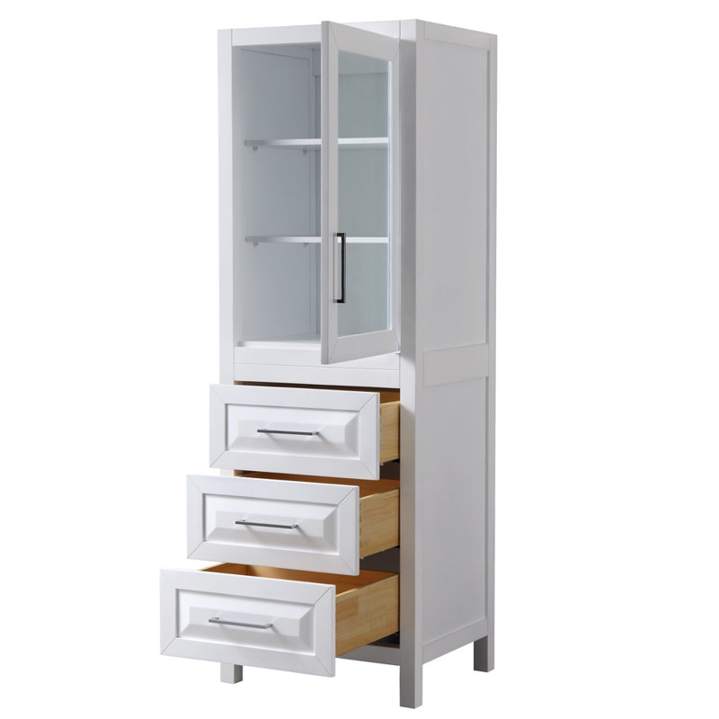 Daria Linen Cabinet, White/Chrome