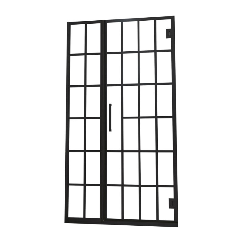 Shower Door 34" W X 72" H Pivot Frameless Shower Door With Pattern Glass, Open Entry Design In Matte Black