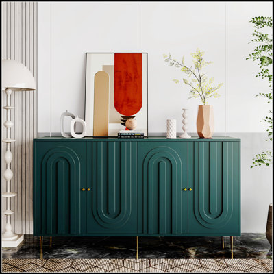 Armoire moderne en bois laqué à 4 portes avec tablettes réglables pour un rangement polyvalent et un design élégant