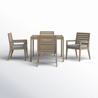 Ojai 5-Piece Outdoor Set, With Square Dining Table And 4 Arm Chairs