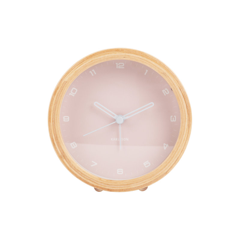 Wood Mechanical Alarm Tabletop Clock, Pink