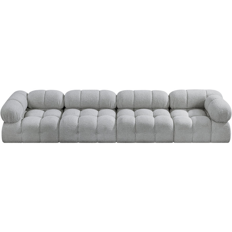 Ames Upholstered Sofa, Grey Boucle Fabric, 2 Armless, 2 Corner