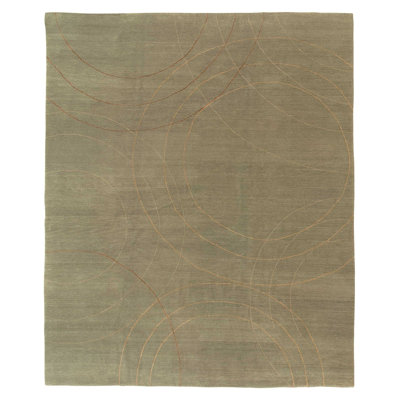 Cirque Geometric Area Rug in Gold/Green
