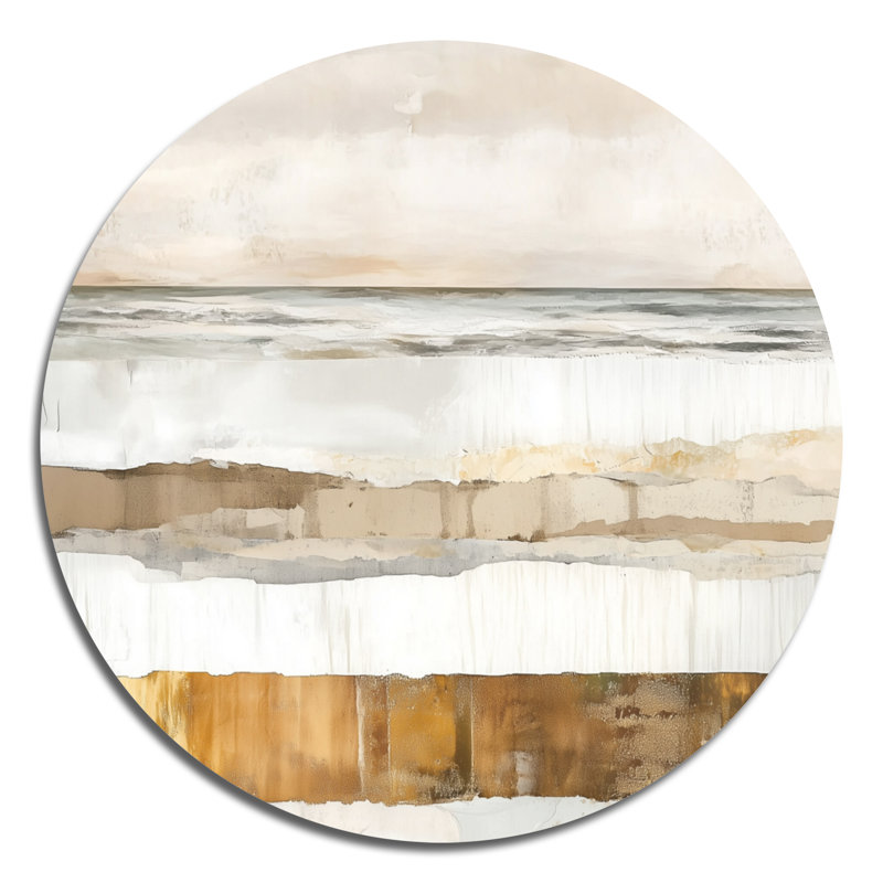 Abstrait vagues côtières - art mural moderne en métal rond, L 29 po x H 29 po