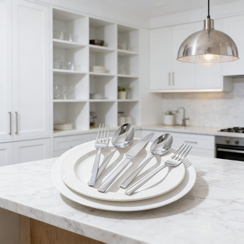 Ensemble de couverts en acier inoxydable 60 pièces, service pour 12 personnes - Ensemble de couverts polis à miroir de qualité supérieure pour les repas, les mariages et les fêtes de tous les jours, va au lave-vaisselle
