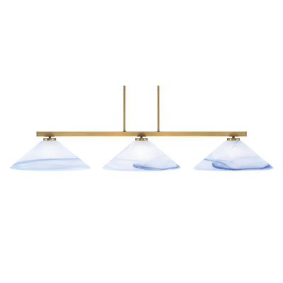 Bremer 3 Light Bar Shown With 16" Blue Swirl Glass