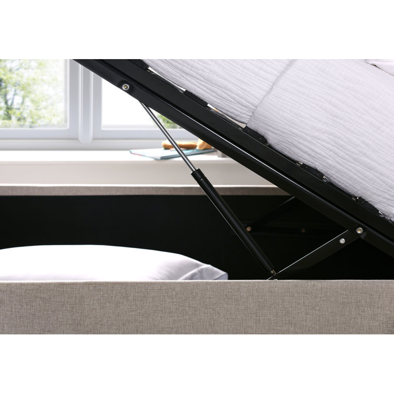 Sherice Upholstered Lift Up Storage Ottoman Bed, Oatmeal
