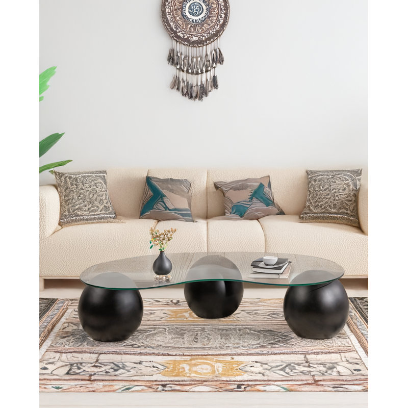 3 Sephere Legs Novelty Tempered Glass Coffee Table
