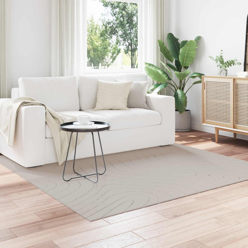 Modern Indoor and Outdoor Rug, Cream, Square 120 cm