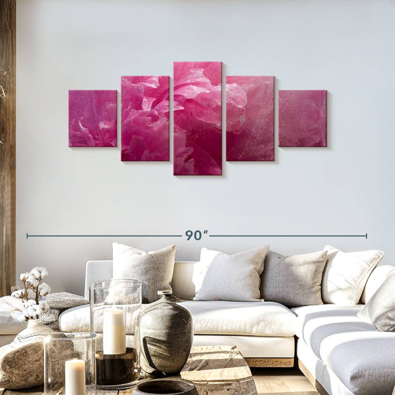 Pivoine rose gelée, H 30 po x l 68 po