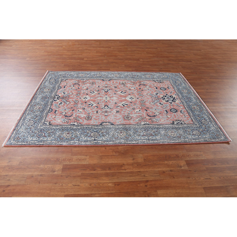Tapis corail en laine noué à la main de conception unique 5 pi x 6 pi 10 po New Age