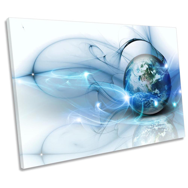 Abstract Blue Planet Earth Framed - Wrapped Canvas Print, 40.6cm H x 61cm W x 2cm D