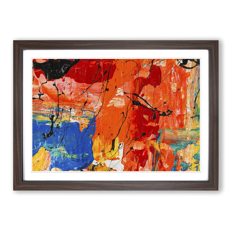 Abstract Art Painting Vol.183 by S.Johnson - Picture Frame Painting Print, 62cm H x 87cm W x 2cm D, Walnut Framed