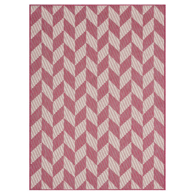 NICOLE MILLER NEW YORK Country Calla Herringbone Indoor/Outdoor Area Rug, Pink/Ivory