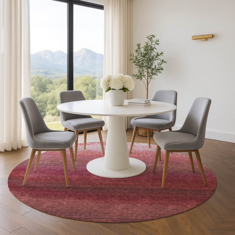 Premium Machine Washable Ariel Ombre Rug, Round 8'