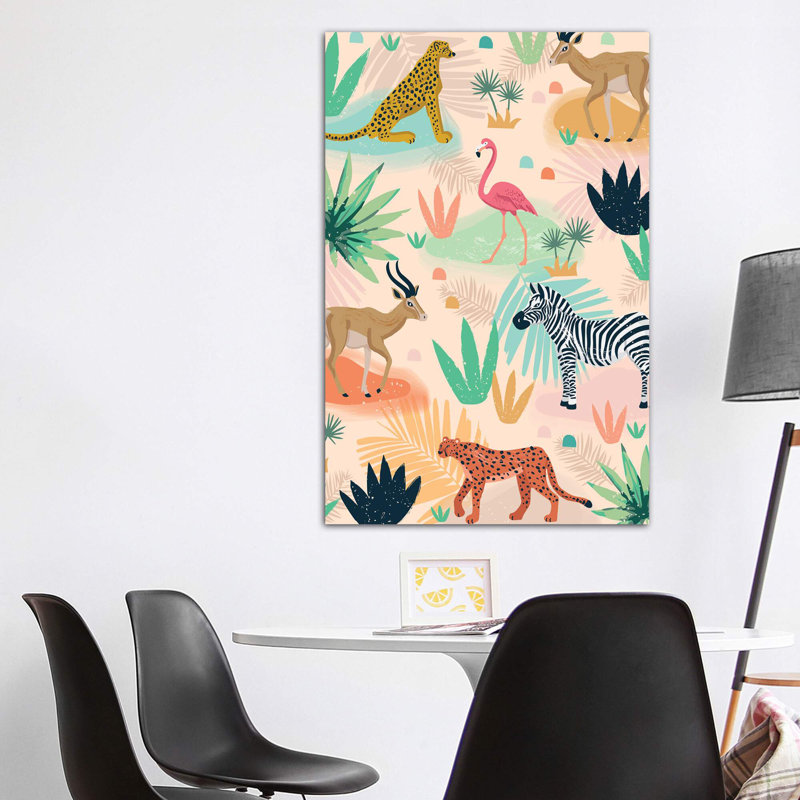«Everyday Jungle Savannah III» par Lisa White boutons - impression d'art graphique, H 60 po x l 40po x P 1,5 po, Toile tendue