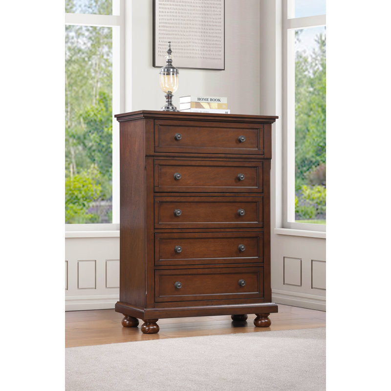 Manlius 5 Drawer Chest, Rustic Cherry