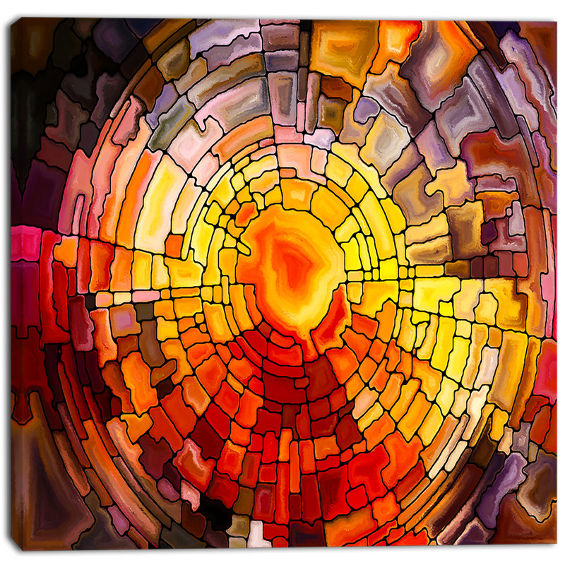 Retour de vitrail, impression contemporaine sur toile tendue, H 30 po x l 30 po x P 1 po