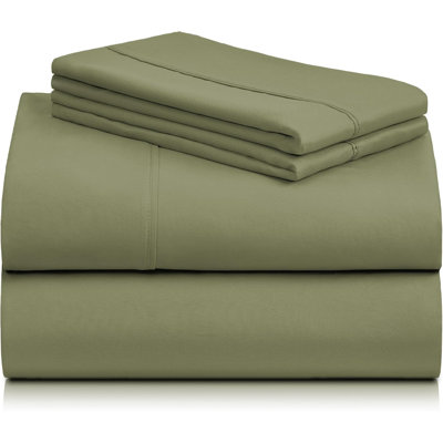 Luxclub 4 PC Olive California King Silky Soft Cooling Extra Deep Pocket Performance Sheet Set