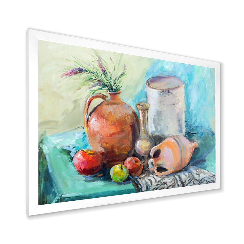 Fleurs et fruits Impressionnisme 8, H 44 po x l 34 po x P 1,5 po, Cadre photo blanc