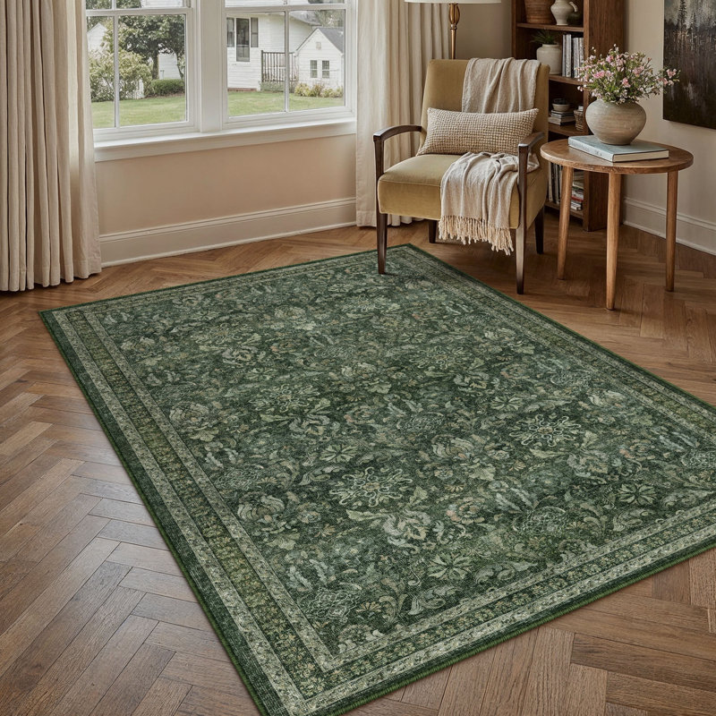 Tapis vintage lavable en machine avec envers antidérapant Lares, Rectangle 5 pi x 7 pi