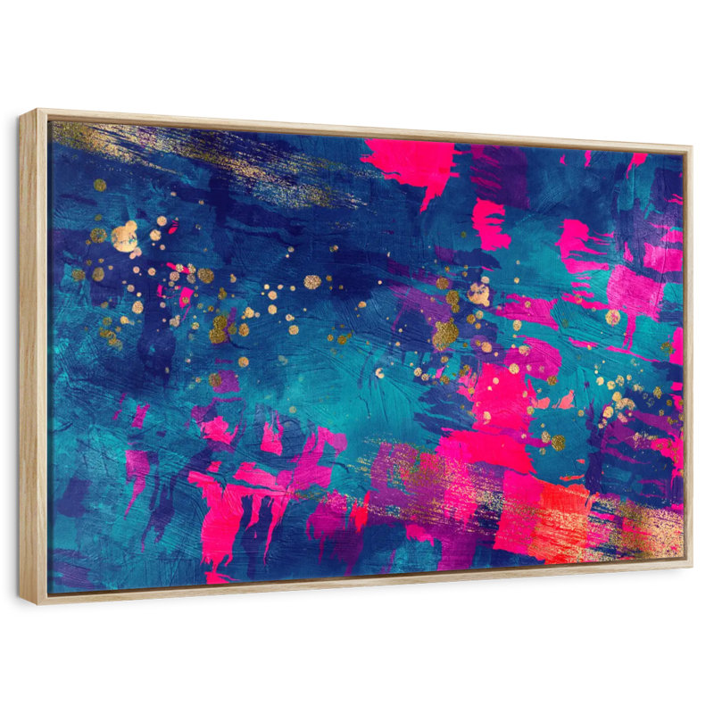 Bleu, magenta, fausley, Cadre flottant en bois naturel, 31 po x 21 po